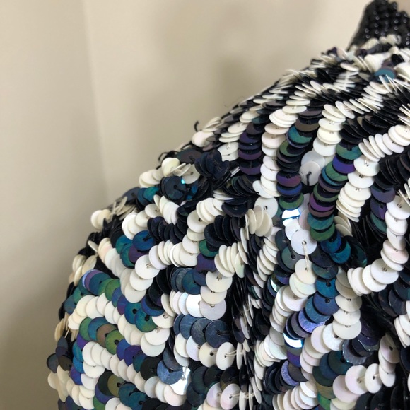 Vintage 80s NiteLine 100% Silk Sequin Blazer Small - Picture 8 of 16